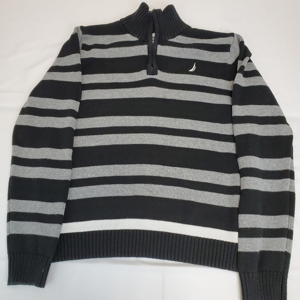 Big boys black and grey Nautica sweater. Size larg